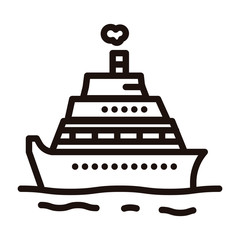 Vector cruise touristic ship. Thin line boat icon illustration for vacation, holidays, summer, ocean touristic activities.