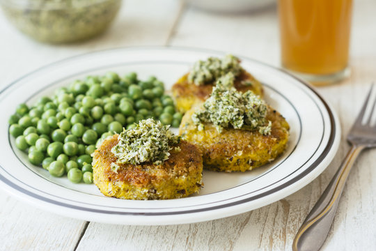 Sprouted Mung Bean Burgers with Mint and Coriander Chutney