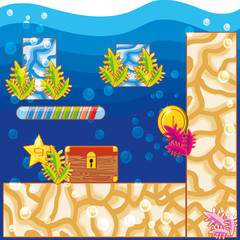 Video game interface under the water, colorful design. vector illustration