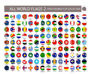 All World Flags speech bubble flat collection. Part 2. All World Flags Vector Collection