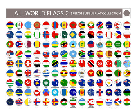 All World Flags speech bubble flat collection. Part 2. All World Flags Vector Collection