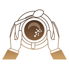 hands with delicious coffee cup vector illustration design