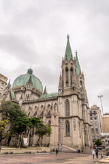 Fototapeta na wymiar Panoramic view of the Metropolitan Cathedral (catedral da se) , in Sao Paulo, Brazil.