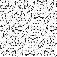 Abwaschbare Fototapete cute flower with leaf decorative pattern vector illustration design © Gstudio