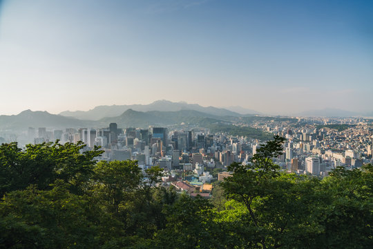 aerial view of downtown seoul skyline