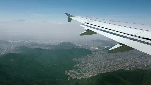 View from an airplane as it approaches Mexico City