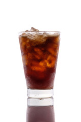 Glass of cold cola isolated on white