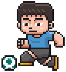 Obraz premium Vector illustration of Cartoon Soccer player - Pixel design