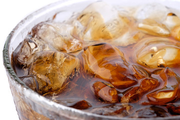 Close up glass of cold cola.