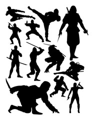 Ninja silhouette. Good use for symbol, logo, web icon, mascot, sign, or any design you want. © fennywiryani