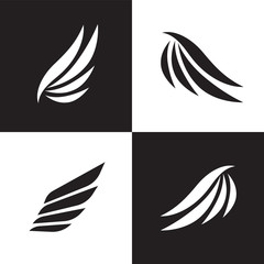 Wings logotype set. Bird wing or winged logo design. Bird wings vector logo. Vector angel winged label
