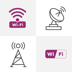 Vector wireless icons set. Free public wifi connection for a laptop or mobile device