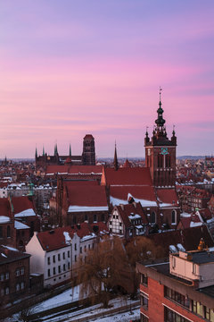 Gdansk, Poland - Frosty Sunrise over the City Skyline