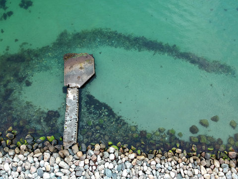 Aerial view of a dock