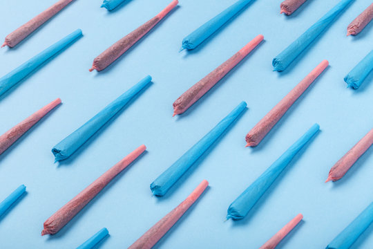 Blue & Pink Joints Pattern on Blue Background