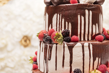 Strawberry blackberry and raspberry wedding cake 