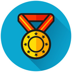 medal circle blue flat icon