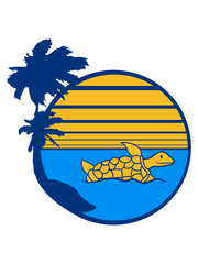 meer strand palme insel urlaub schwimmen tauchen wasser flossen unterwasser comic cartoon schildkröte panzer lustig süß niedlich design cool clipart