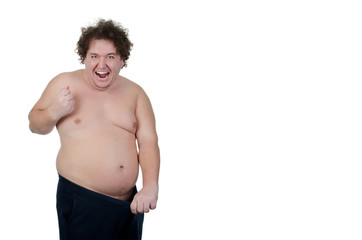 Funny fat man. Problems with male health.