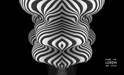 Fototapeta premium Pattern with optical illusion. Black and white background. Vector illustration.