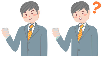 携帯を見る男性