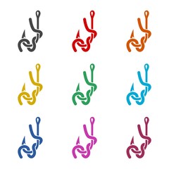 Hook icon, Fishing Lure icon, color icons set