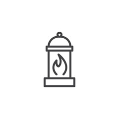 Camping lantern outline icon. linear style sign for mobile concept and web design. Kerosene Lamp simple line vector icon. Symbol, logo illustration. Pixel perfect vector graphics