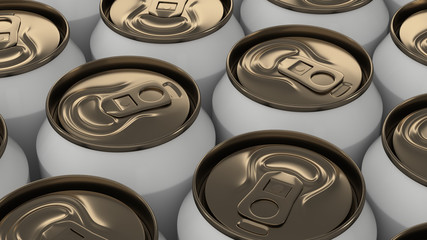 Big white soda cans on white background