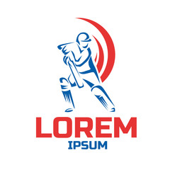 Cricket sport vector logo design template