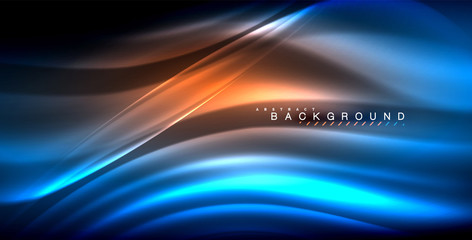 Neon glowing wave, magic energy and light motion background
