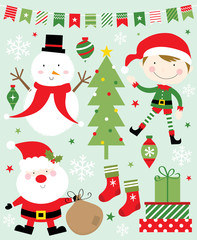 christmas character icon collection