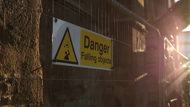 Danger from falling objects - sign
