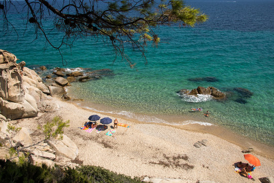 Fava Beach Near Vourvourou, Peninsula Sithonia In Greece