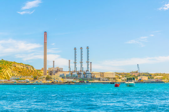 View of Delimara power plant near Marsaxlokk, Malta