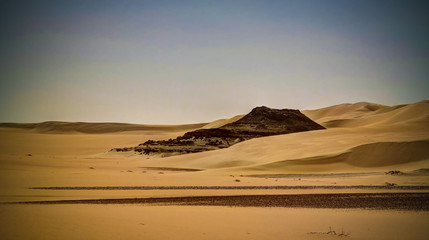 Fototapeta na wymiar Panorama landscape at Great sand sea around Siwa oasis at Egypt