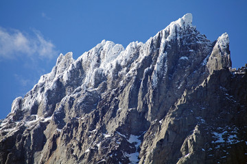 Mountains with snow in Torres del Paine National Park, Magallanes Region, southern Chile