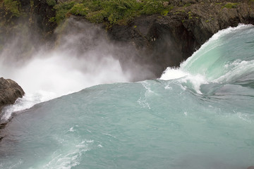 Paine waterfall in Torres del Paine National Park, Magallanes Region, southern Chile