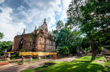 Pagoda at Wat Ched Yod temple the most famous landmark of Chiang Mai Province, Thailand.