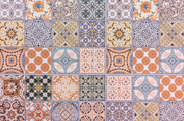 Colorful set of ornamental tiles , Seamless ceramic tiles wall and floor decoration patterns. used for wallpaper, pattern fills, textures.