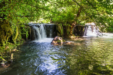 Fototapeta na wymiar Waterfalls of Monte Gelato in the Valle del Treja near Mazzano Romano, Lazio, Italy