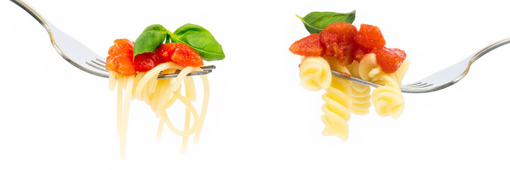 Banner of pasta on white background