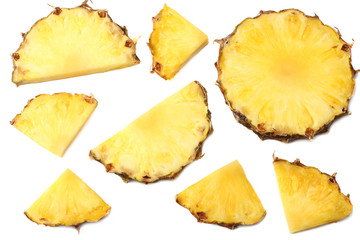 healthy background. pineapple slices isolated on white background top view