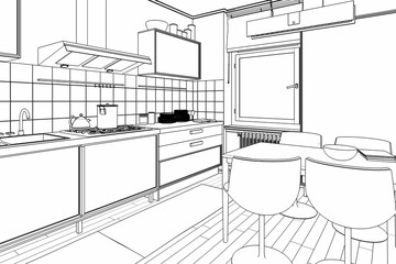 Küchenarrangament (Zeichnung)