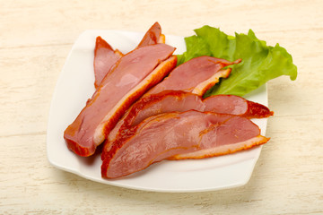 Sliced duck breast