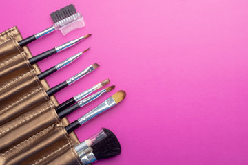 Make up brushes flat lay