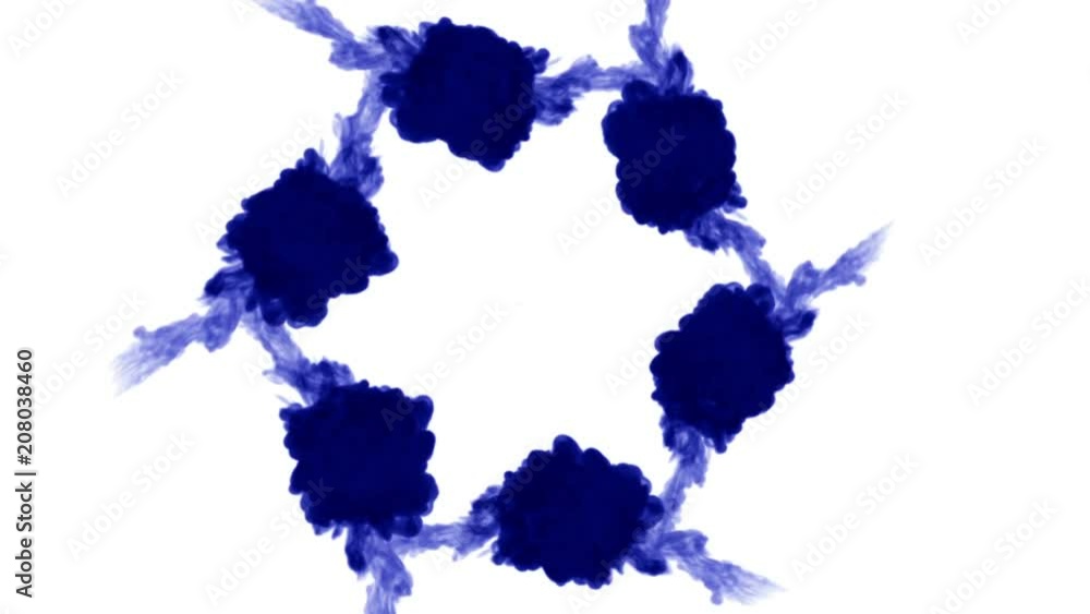 Poster blue ink dissolves in water on white background with luma matte. 3d render of computer simulation. i