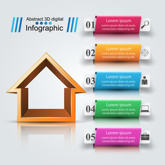 House abstract 3d icon. Business infographic. Vector eps10
