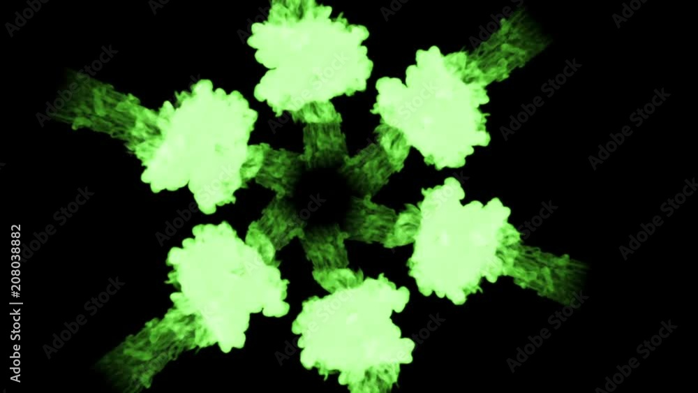 Poster green ink dissolves in water on black background with luma matte. 3d render of computer simulation. 