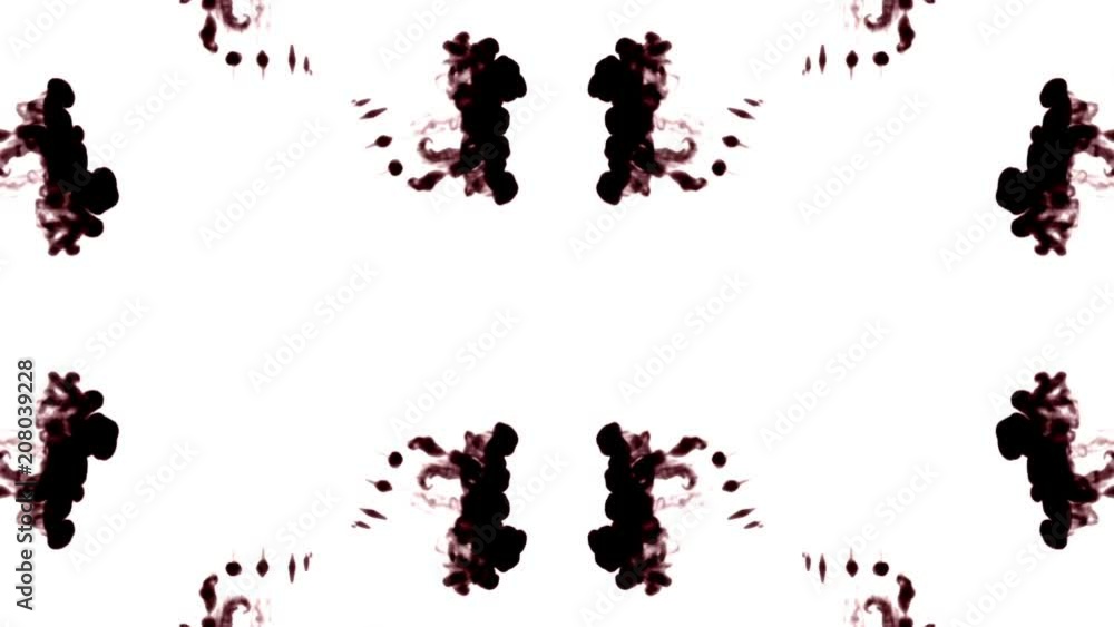 Poster black ink dissolves in water on white background with luma matte. 3d render of computer simulation. 