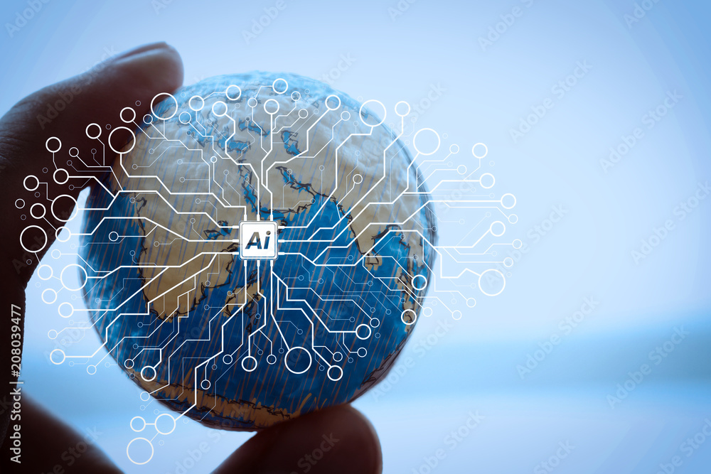 Poster close up of businessman hand showing texture the world concept elements of this image furnished by n